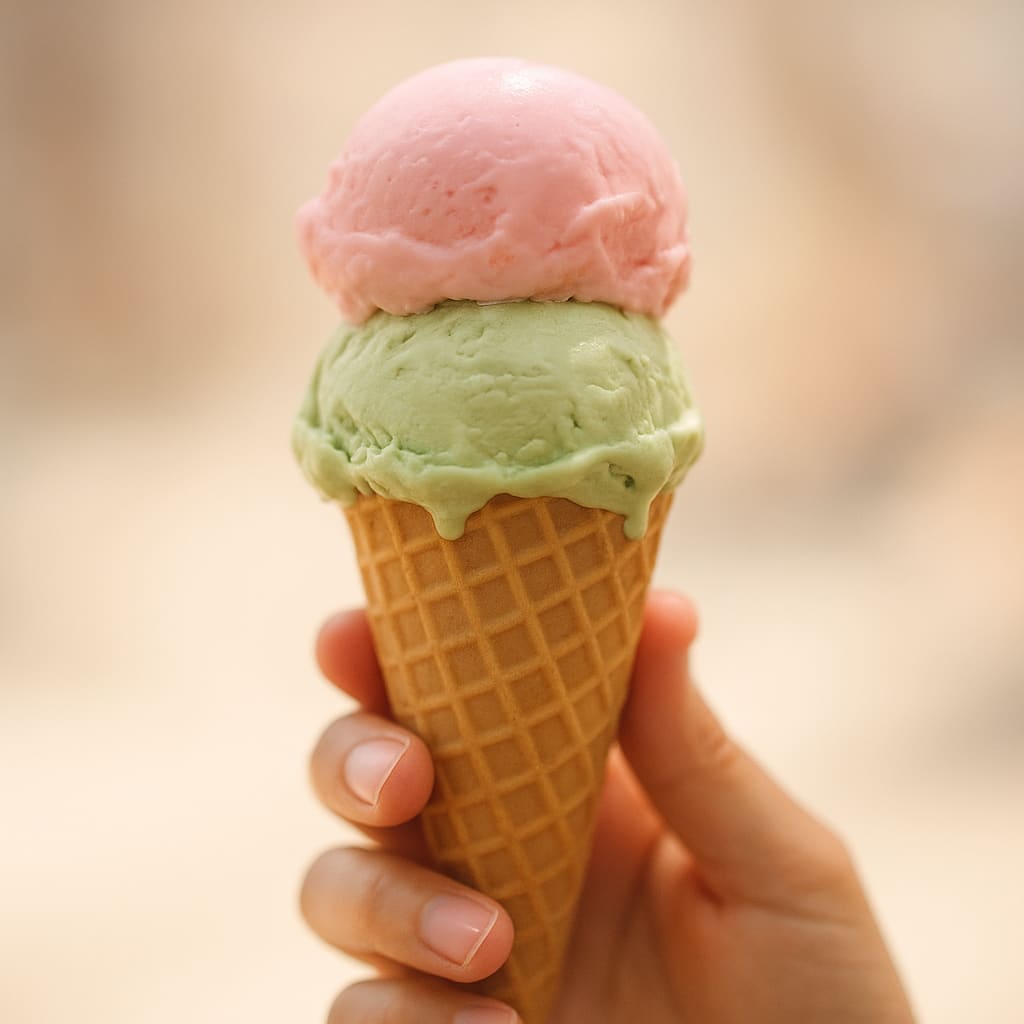 Stanitzel mit zwei Gelato-Kugeln